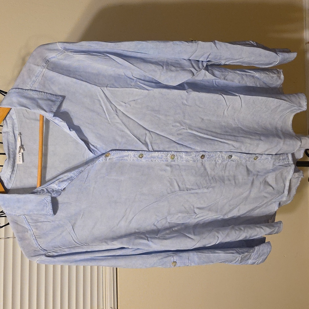 Women's Blue Button Up Blouse Jane Delamcey 1X (Jacqueline #7)
